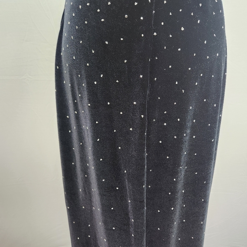 VTG Reggion Black Velvet  Strapless  Sheath Gown Rhinestone Goth Farry Grunge. - Picture 4 of 12